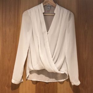 H&M - White Long Sleeved Wrap Blouse